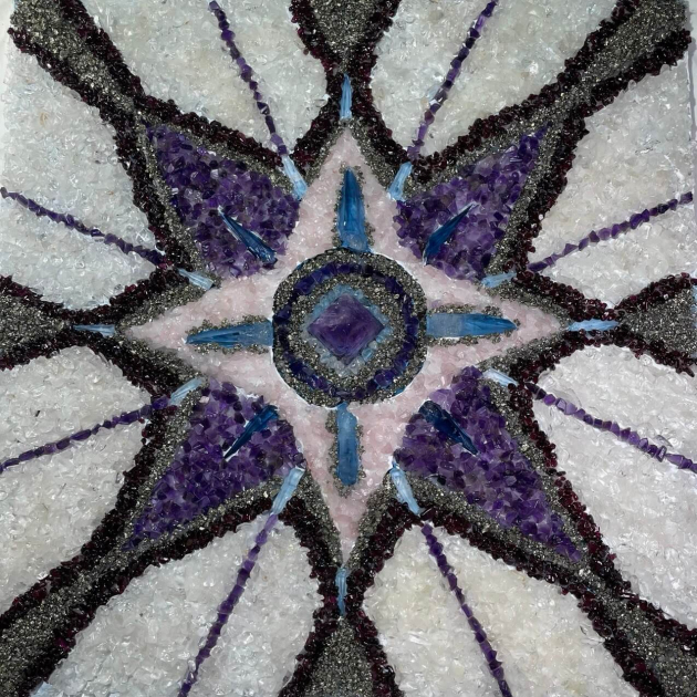 Stones mandala “Violet flame” 40*40 cm