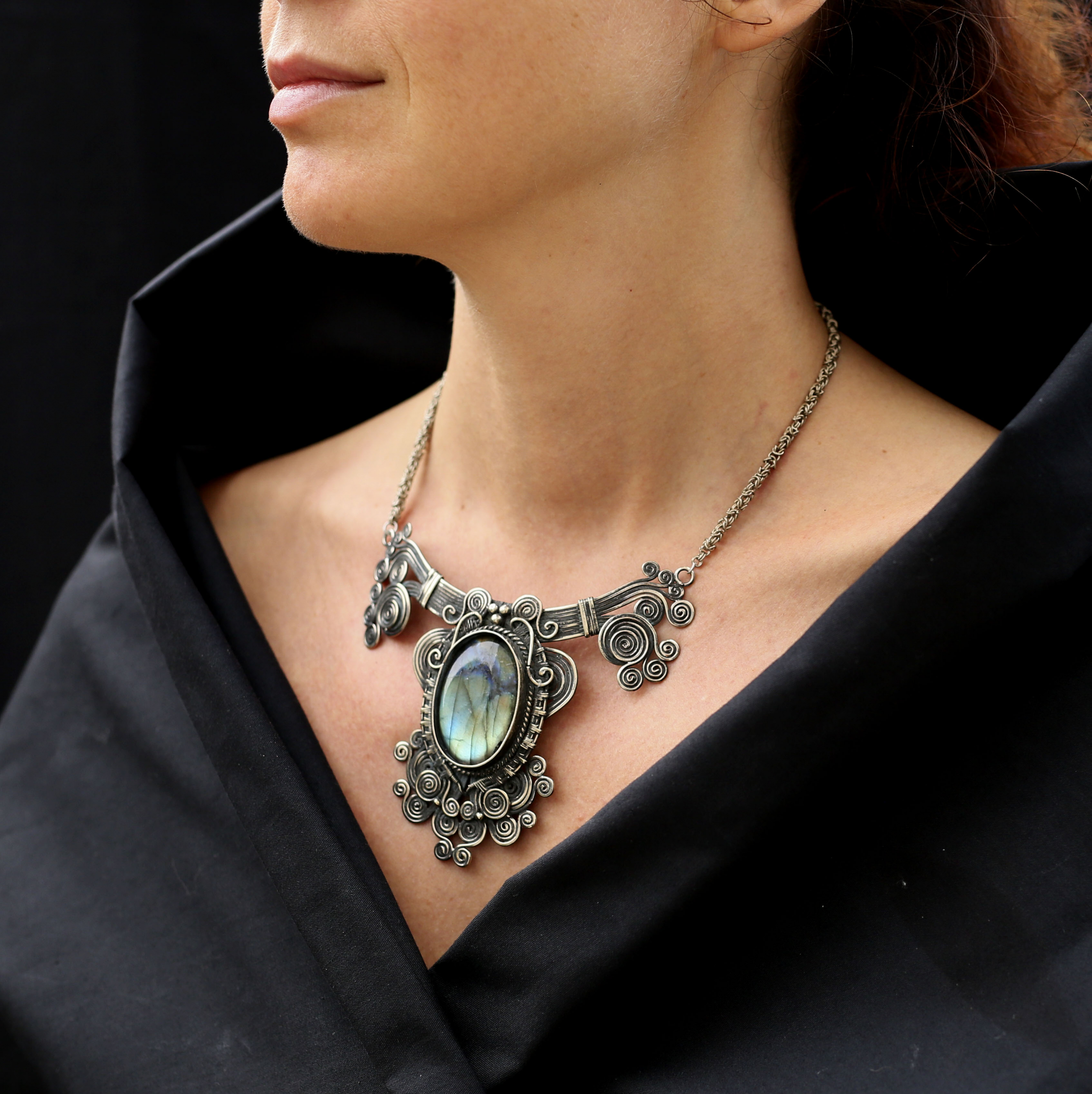 Labradorite stone silver necklace - Image 2