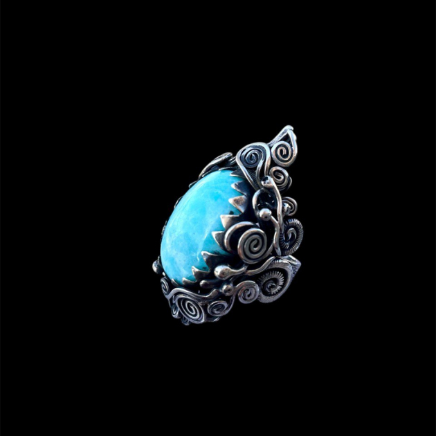 Larimar silver ring