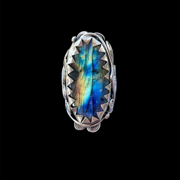 Natural Labradorite Silver Ring